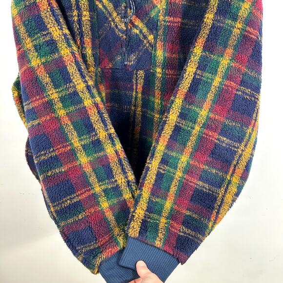 VTG 90s Eastern Mountain Sports 1/4 Zip Pullover Fleece Henley Mens XL Blue USA - Picture 9 of 9